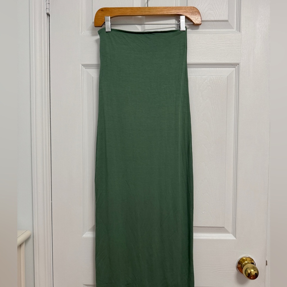 UO Nora Jersey Knit Tube Midi Dress in Green